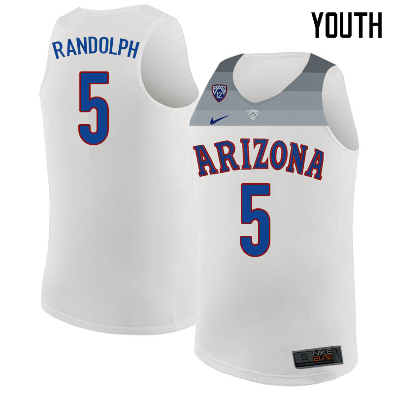 2018 Youth #5 Brandon Randolph Arizona Wildcats College Basketball Jerseys Sale-White